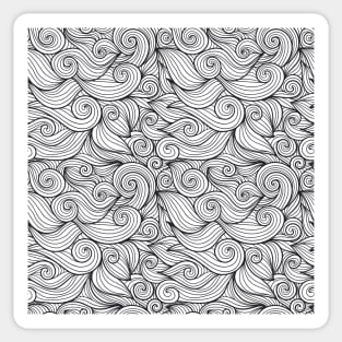 Whimsical Black and White Retro Wave Pattern Sticker